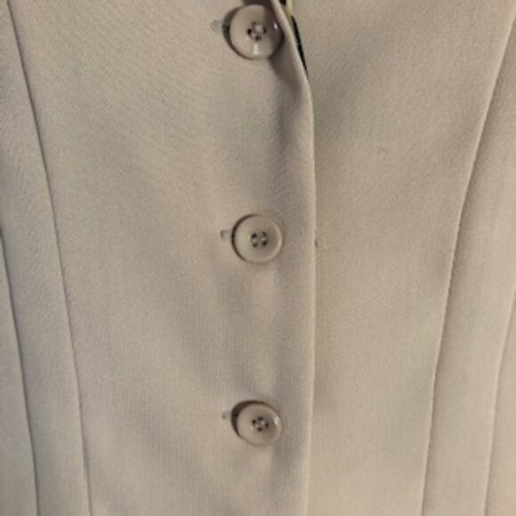 Danny & Nicole Retro Blouse Jacket Contrasting Collar Tan Navy Floral 8 Petite - Picture 3 of 5